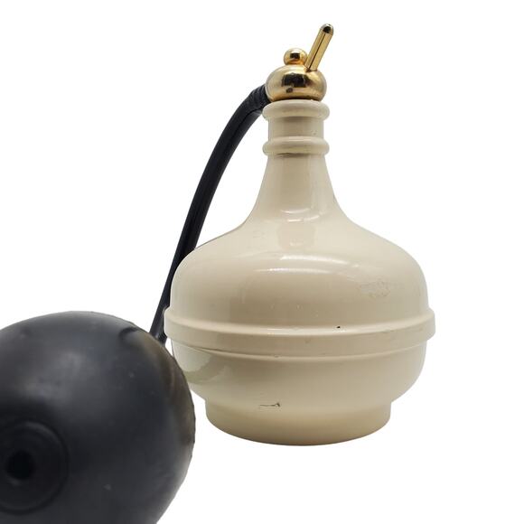 Italian Large Afra Perfume Atomizer Bottle Mid Century Cream Black Bulb Sprayer - Picture 3 of 14